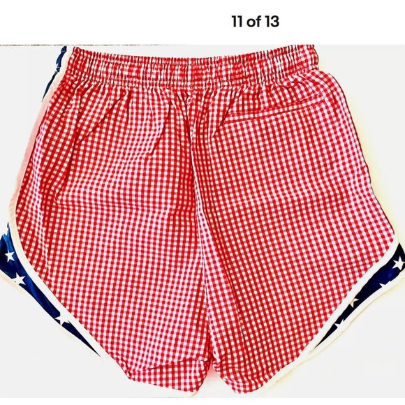 NWT! NEW! LAUREN JAMES SHORTIES RED GINGHAM BLUE STARS USA SHORTS WOMENS SIZE XS - Picture 6 of 7